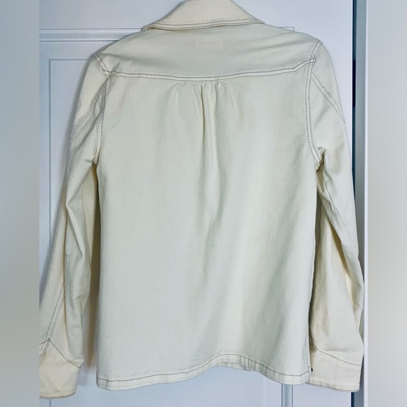 FRAME STRETCH DENIM CARPENTER JACKET IN OFF WHITE/IVORY - Picture 2 of 5